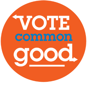 Vote Common Good logo in orange, white and blue