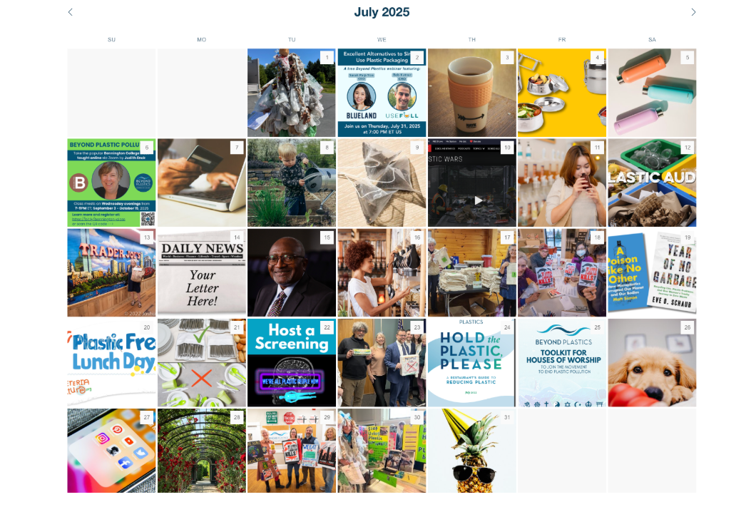 image of the Plastic Free July Action Calendar