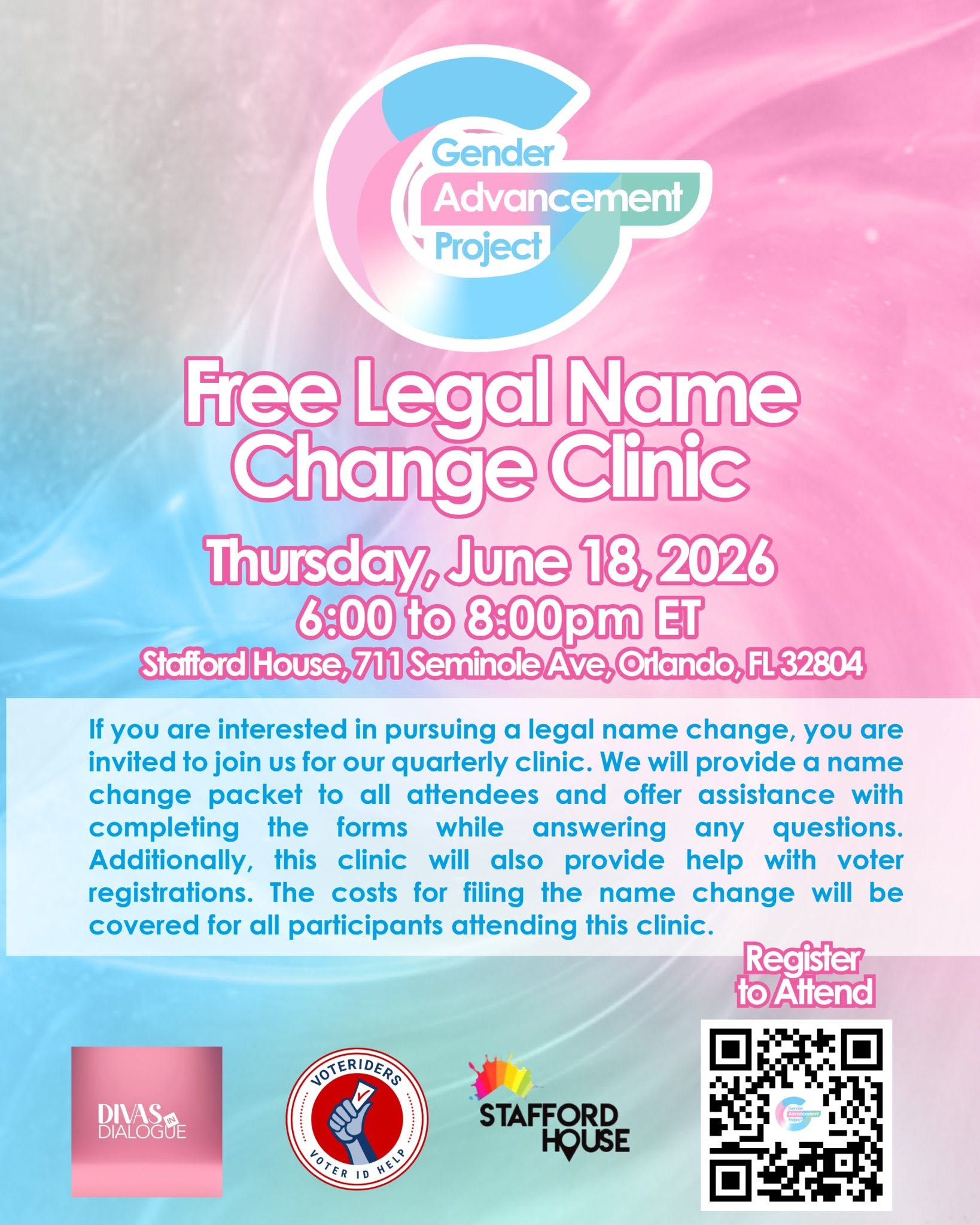 Free Legal Name Change Clinic w/Gender Advancement Project
