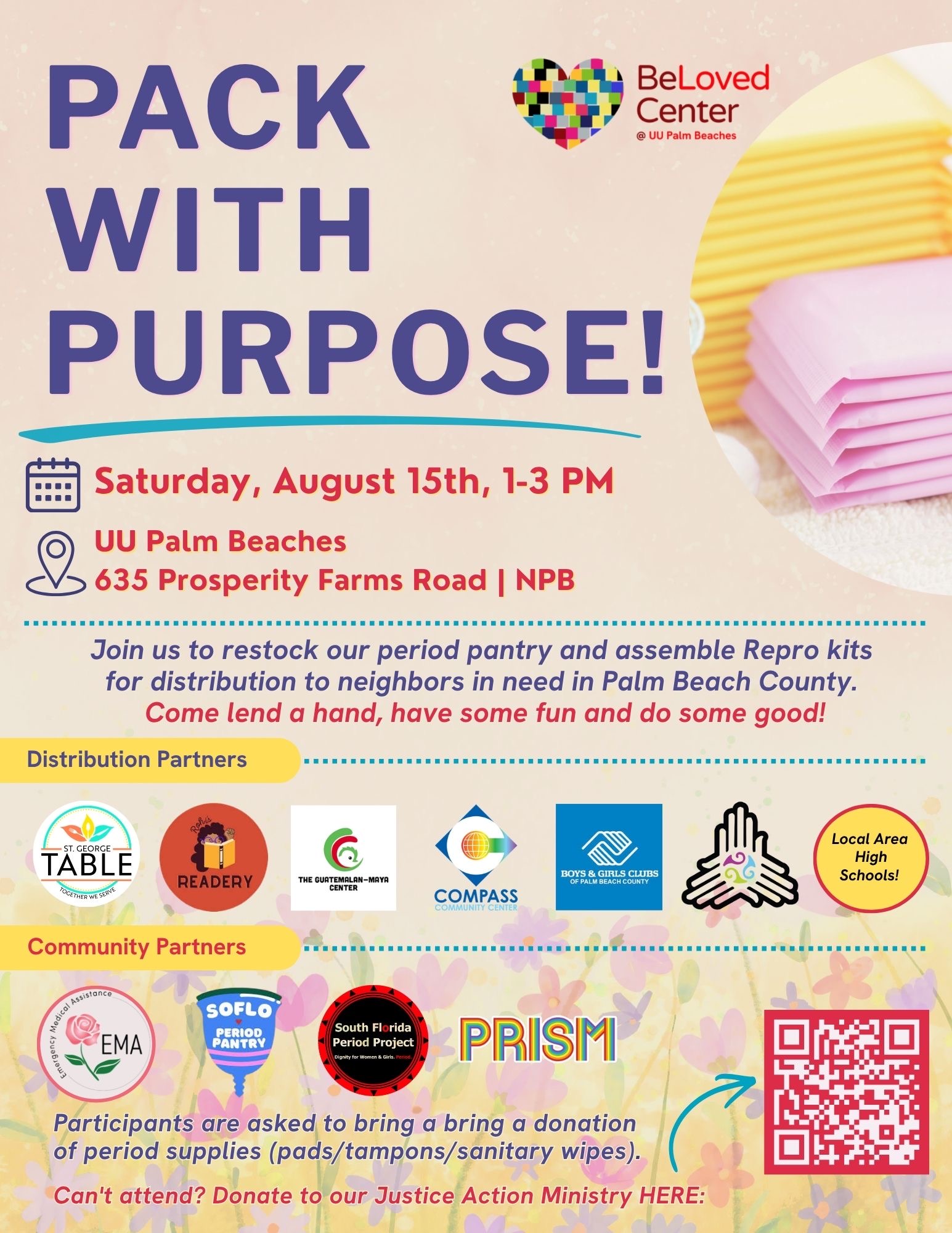 Pack with Purpose w/SoFlo Period Pantry, BeLoved Center & partners