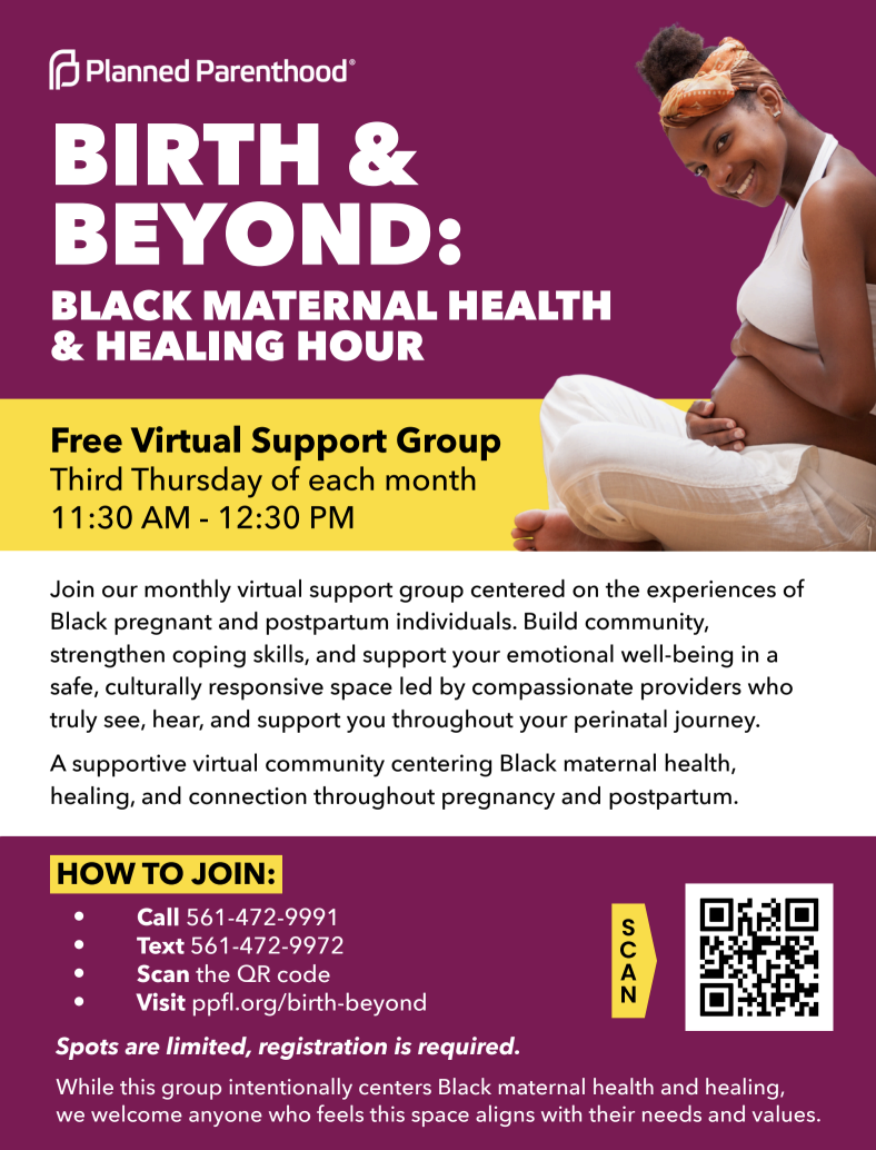 Birth & Beyond: Black Maternal Health & Healing Hour Flyer