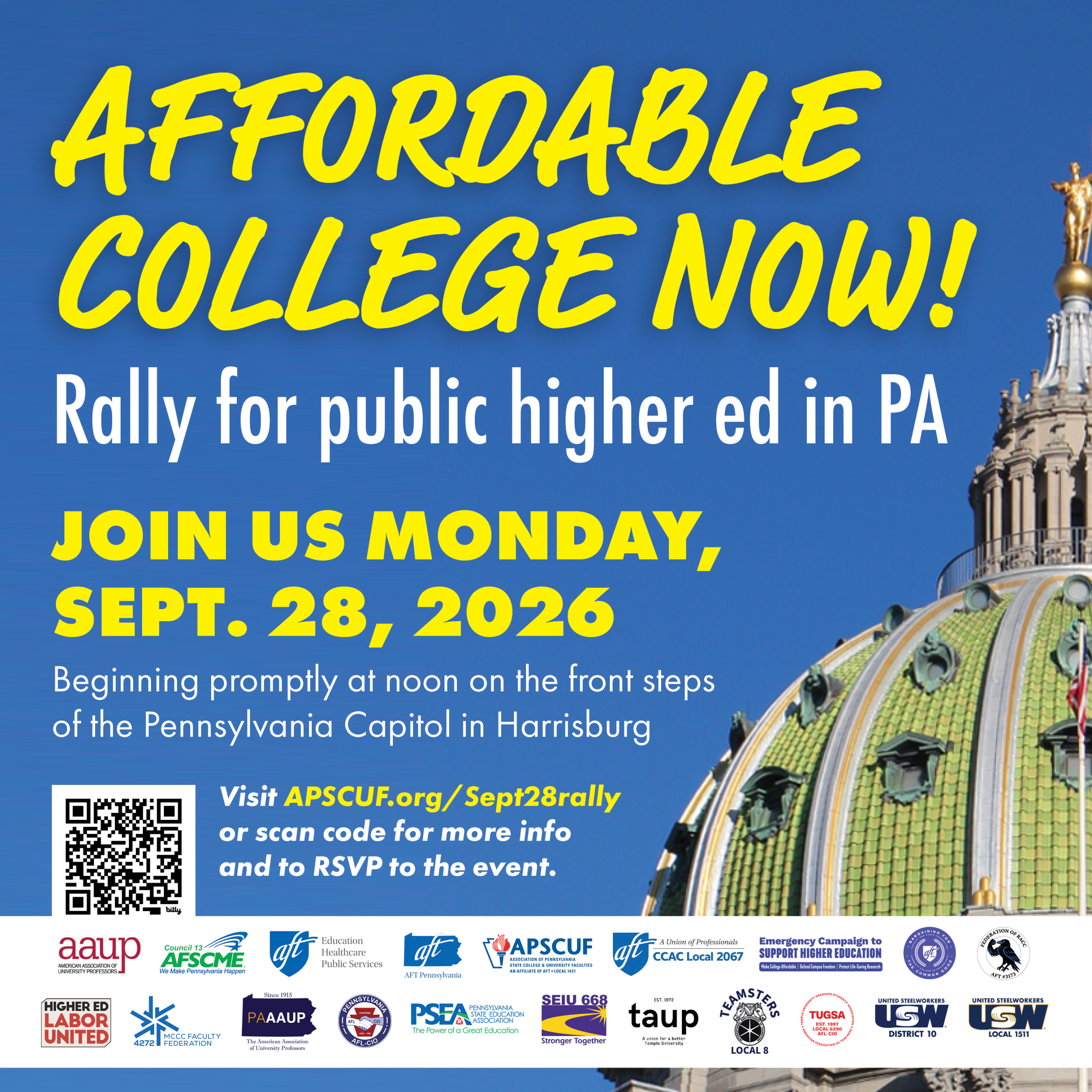 Monday, Sept. 28, 2026 at Noon at the Pennsylvania Capitol in Harrisburg, PA