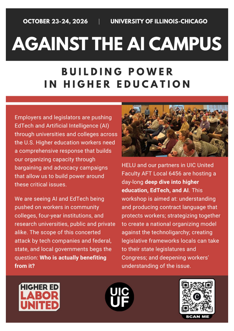 October 24 – Fighting for the Future of Higher Education: Labor Organizing, Bargaining, and Policy Advocacy in the Age of EdTech and AI